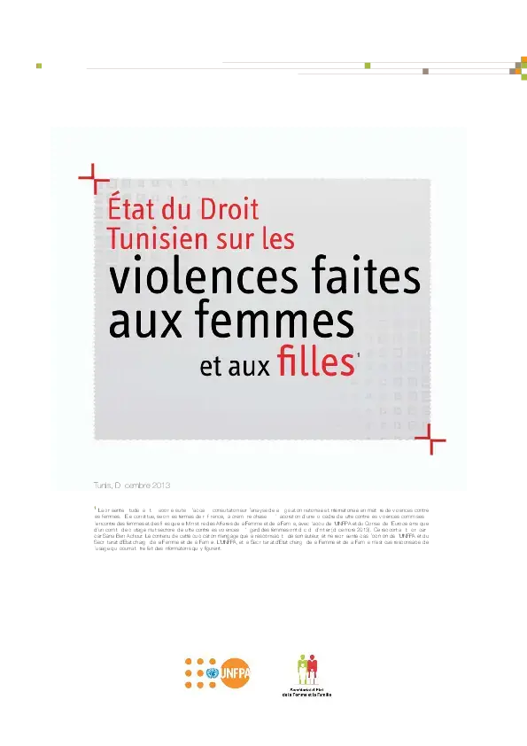 Etat du droitd tunisien sur les violences faites aux femmes et aux filles