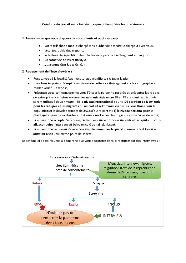 Conduite du travail sur le terrain